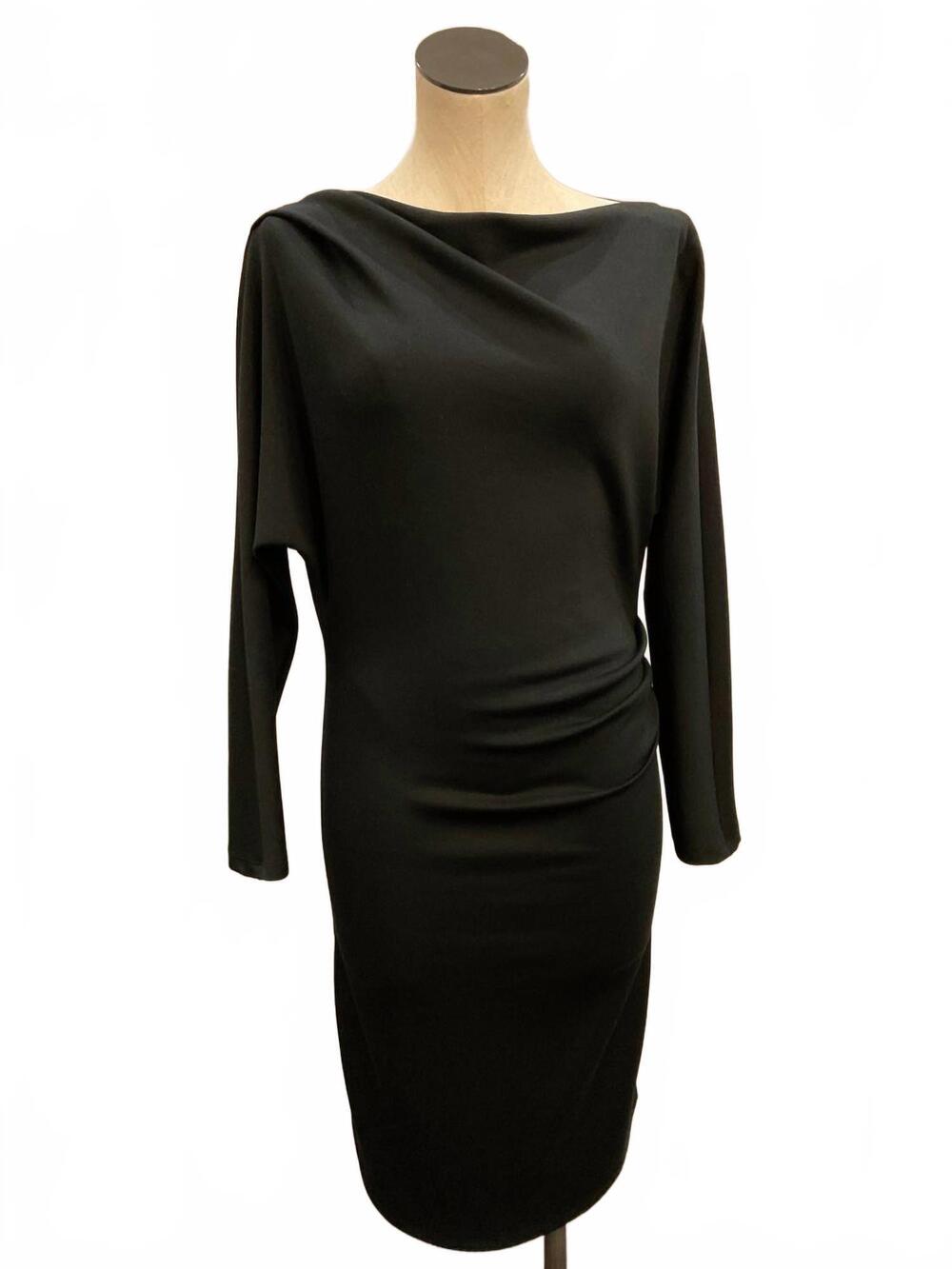 NEW THML women's demi long-sleeve midi dress in black